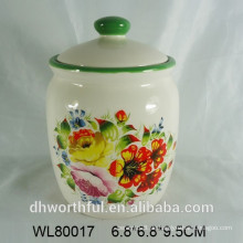 Keramik-Siegel-Topf mit voller Blumen-Abziehbild